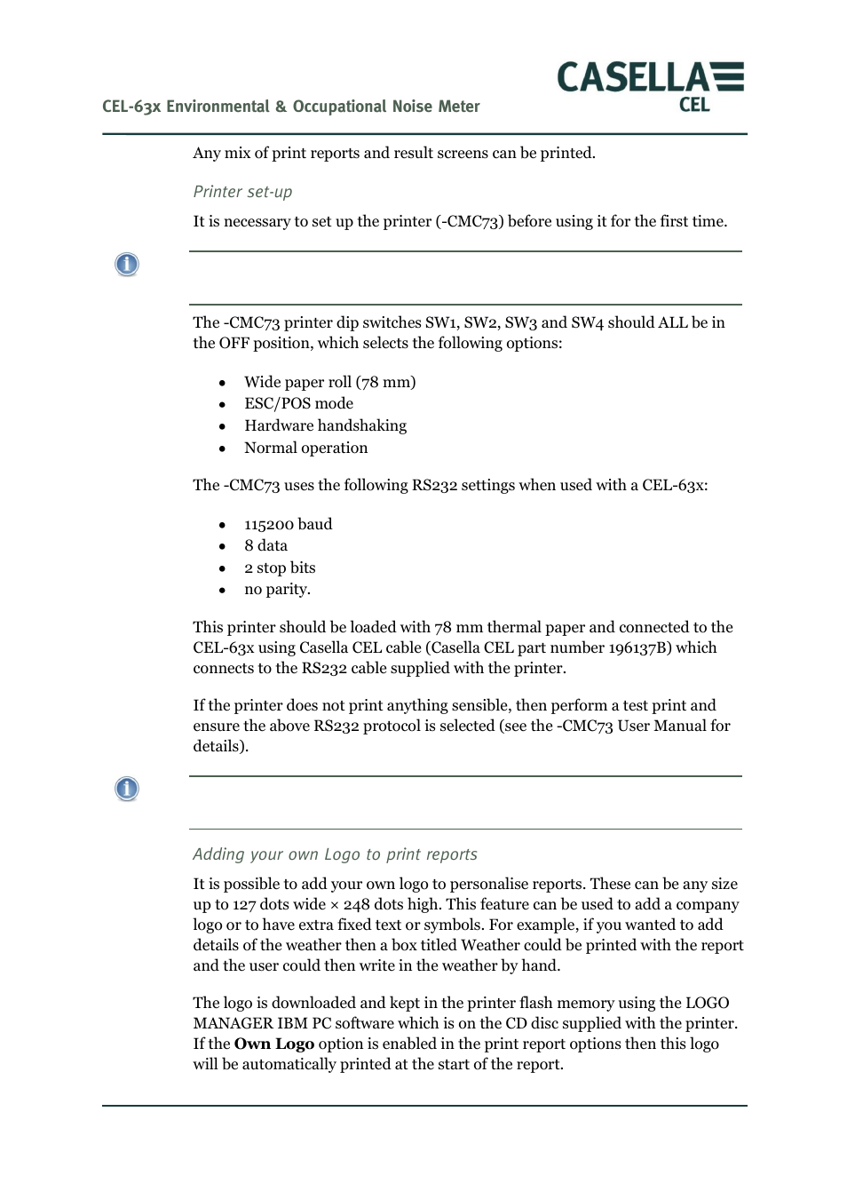 Er to, Printer set-up | Casella CEL CEL-63X User Manual | Page 46 / 87