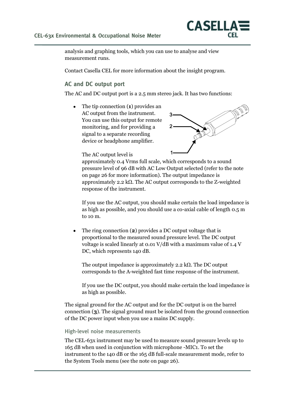 Ac and dc output port | Casella CEL CEL-63X User Manual | Page 56 / 87