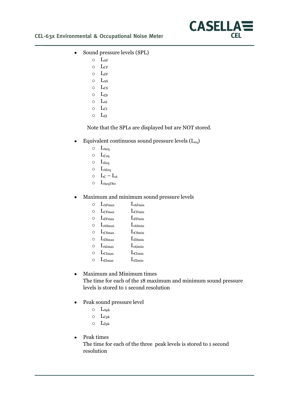 Cel-63x environmental & occupational noise meter | Casella CEL CEL-63X User Manual | Page 65 / 87