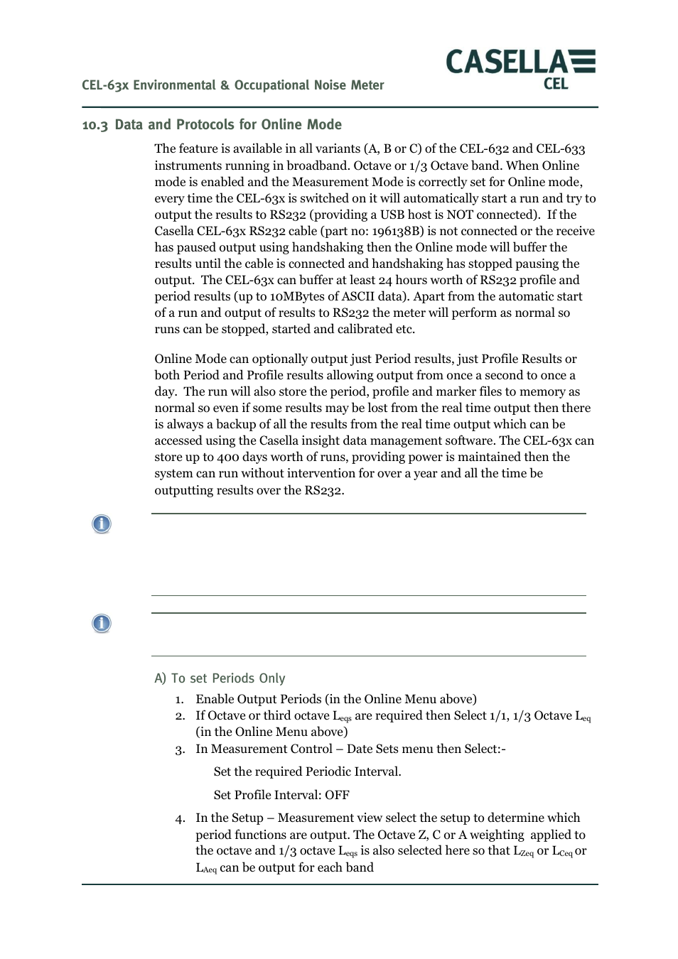 3 data and protocols for online mode, Section 10.3 | Casella CEL CEL-63X User Manual | Page 83 / 87