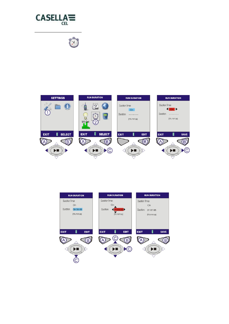 Set run duration | Casella CEL CEL-62X User Manual | Page 14 / 37