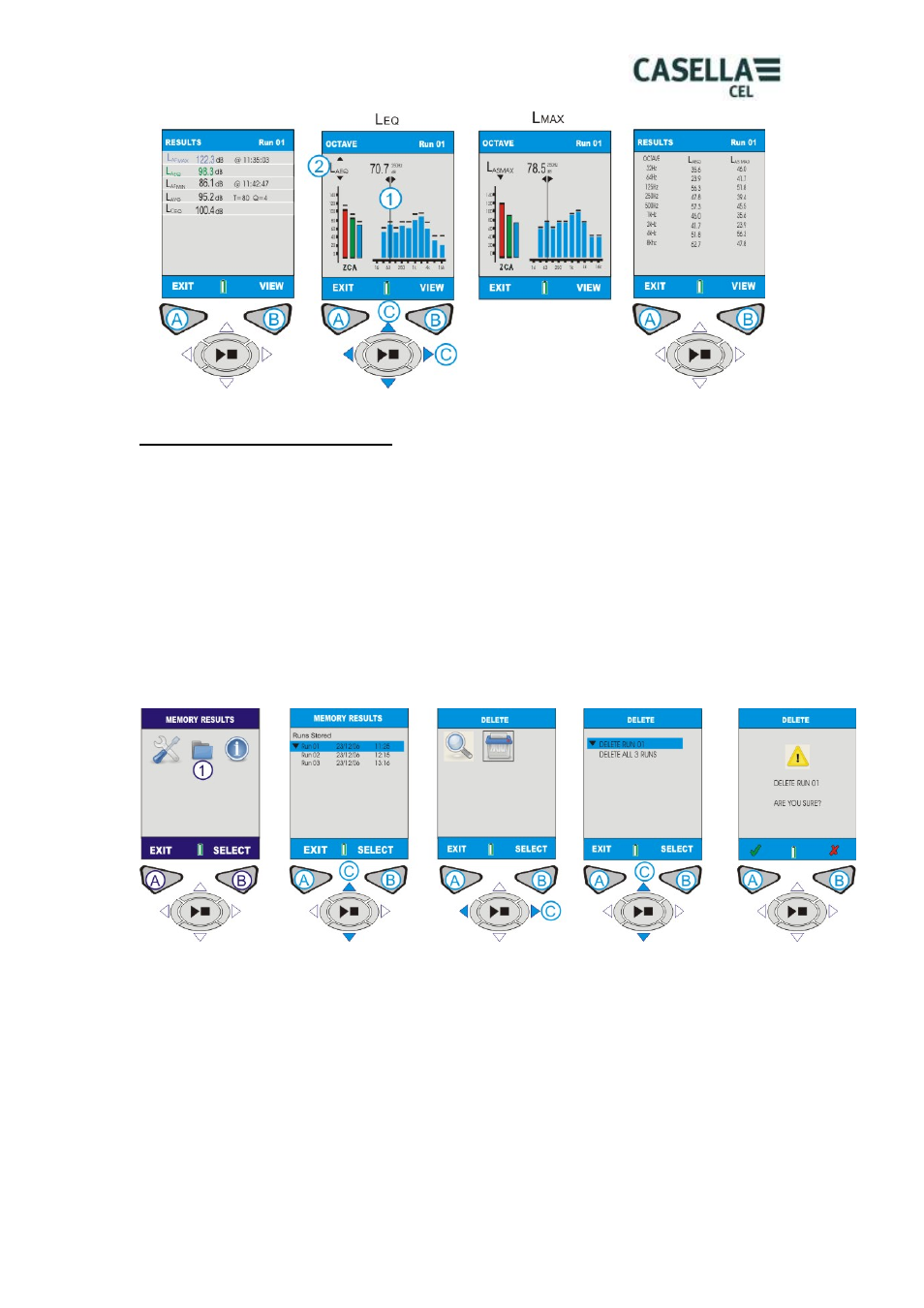 Delete memory results | Casella CEL CEL-62X User Manual | Page 17 / 37