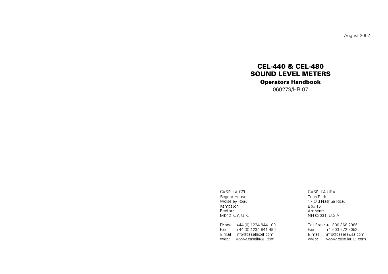 Casella CEL CEL-440 User Manual | 70 pages