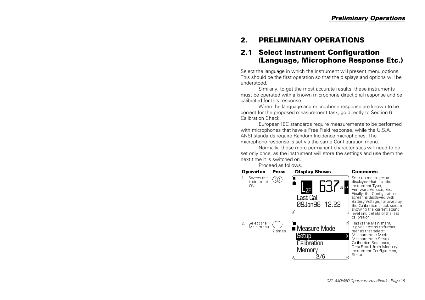 Measure mode setup setup | Casella CEL CEL-440 User Manual | Page 19 / 70