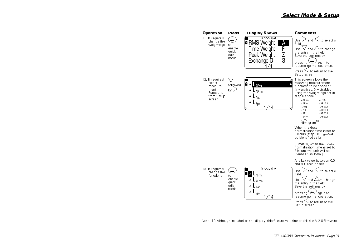 Select mode & setup | Casella CEL CEL-440 User Manual | Page 31 / 70