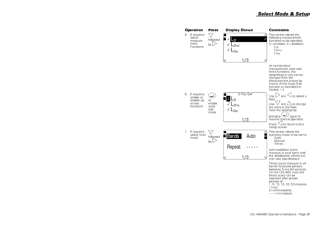 Repeat - - - - - bands auto | Casella CEL CEL-440 User Manual | Page 35 / 70