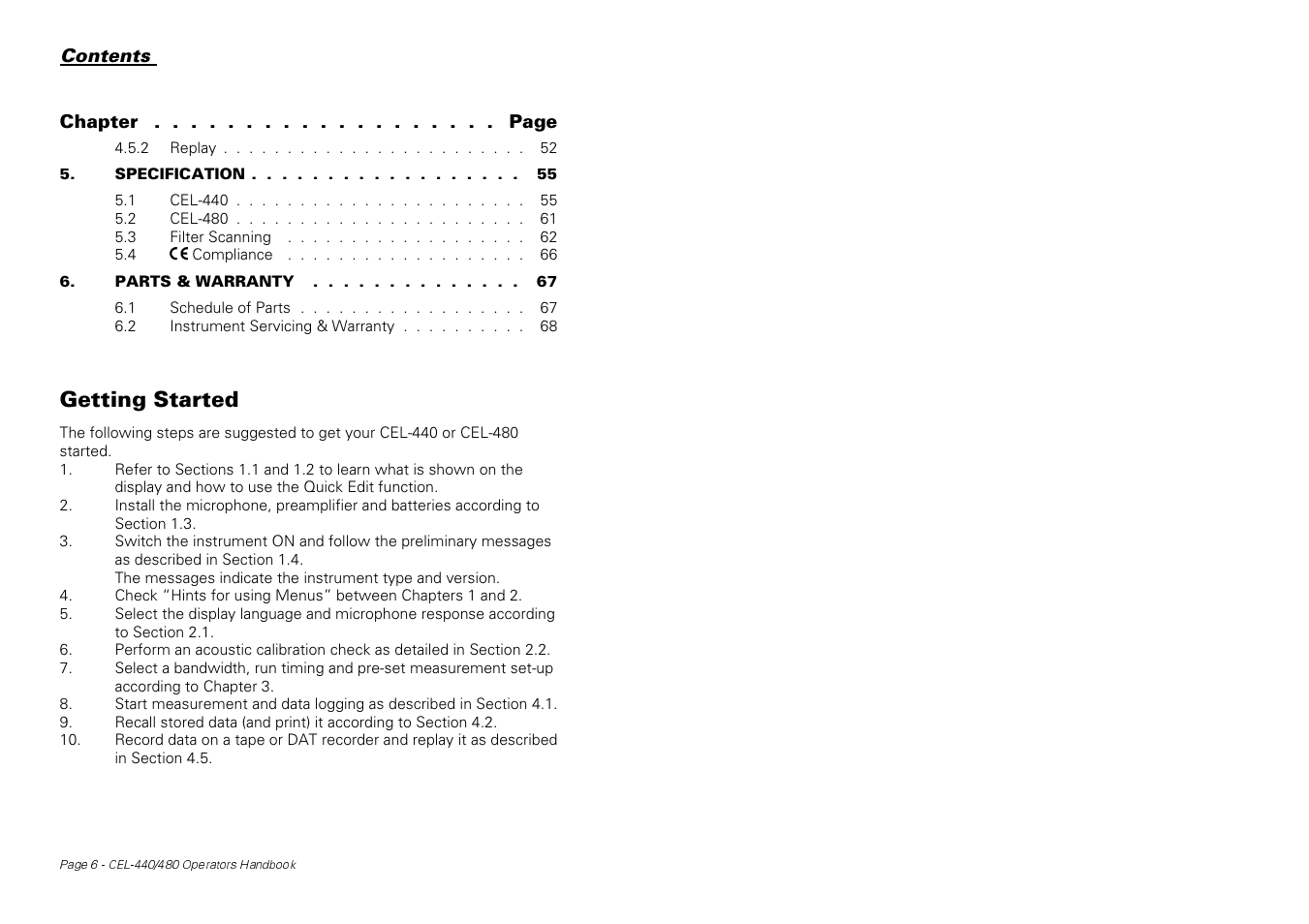 Getting started | Casella CEL CEL-440 User Manual | Page 6 / 70