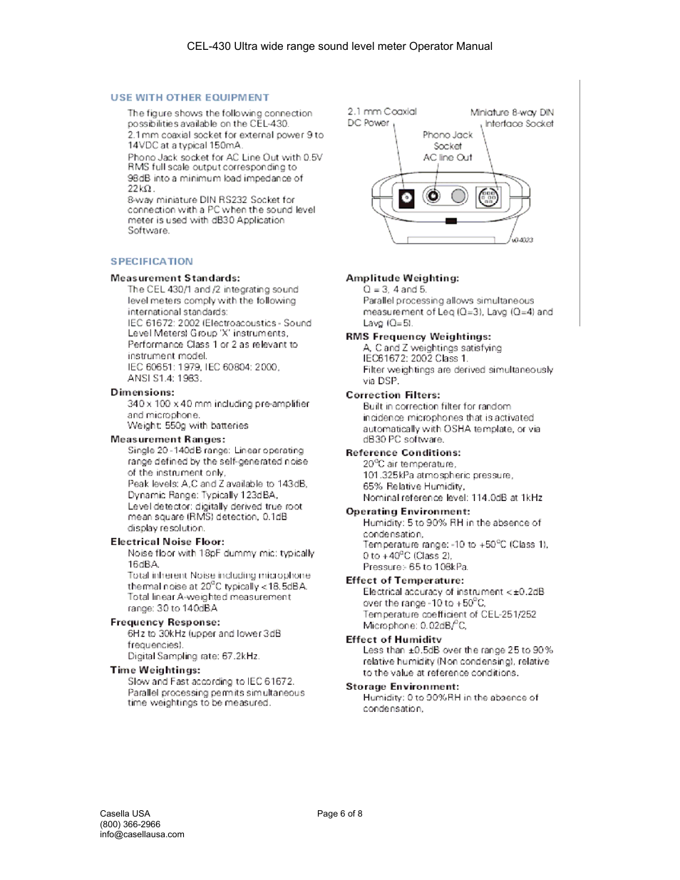 Casella CEL CEL-430 User Manual | Page 6 / 8