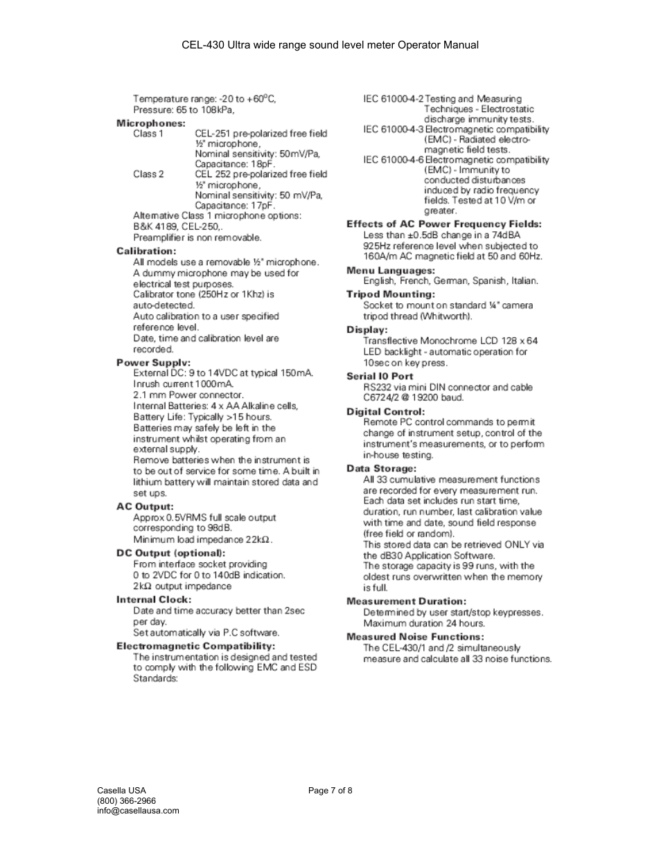 Casella CEL CEL-430 User Manual | Page 7 / 8