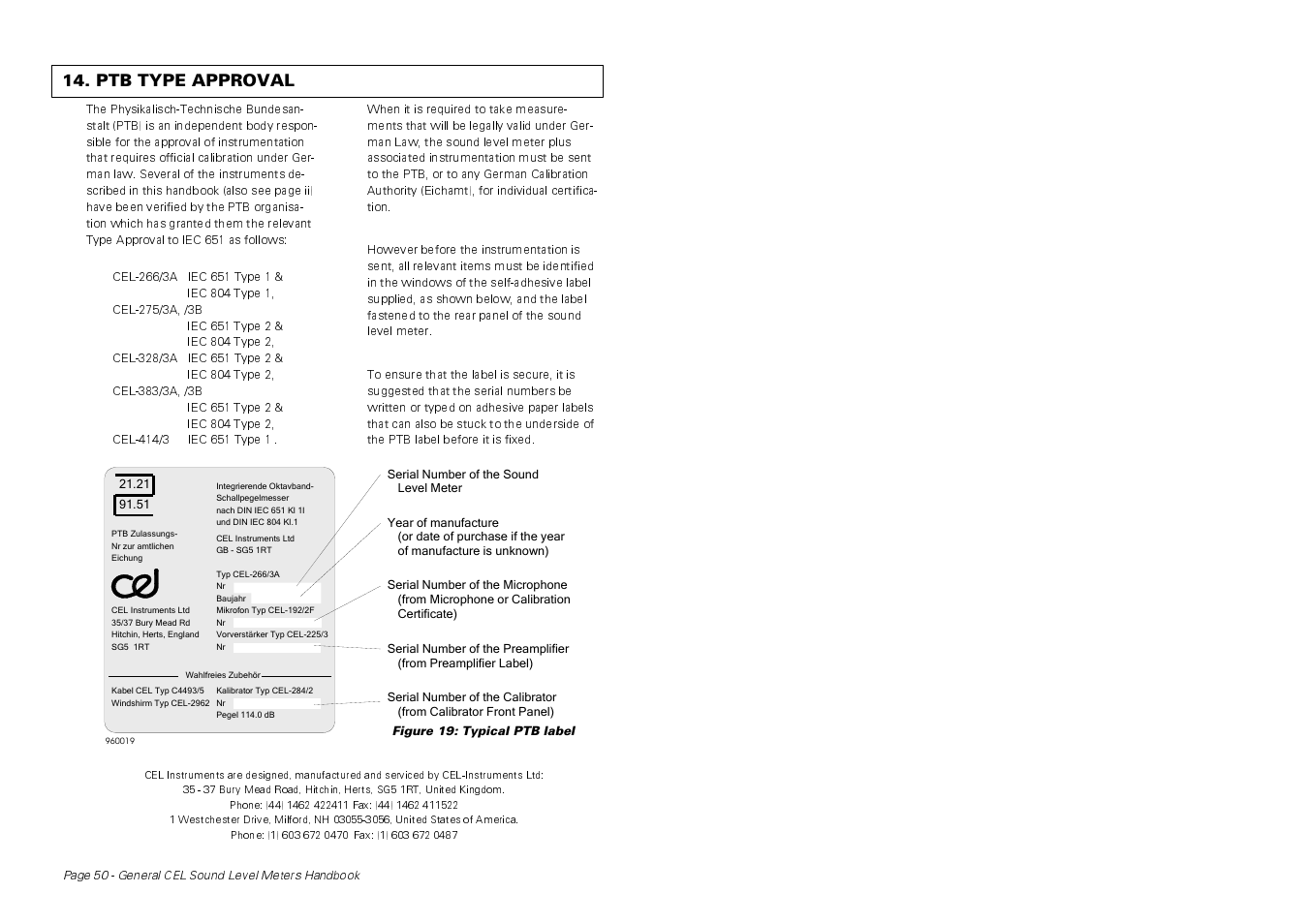 Ptb type approval | Casella CEL CEL-414 User Manual | Page 54 / 56