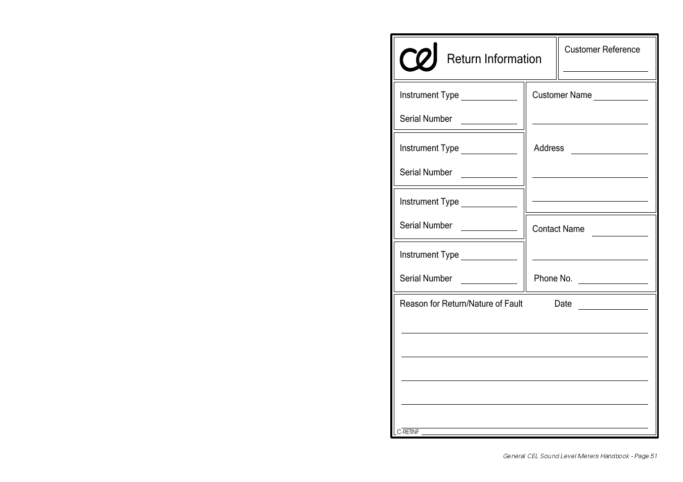 Return information | Casella CEL CEL-414 User Manual | Page 55 / 56