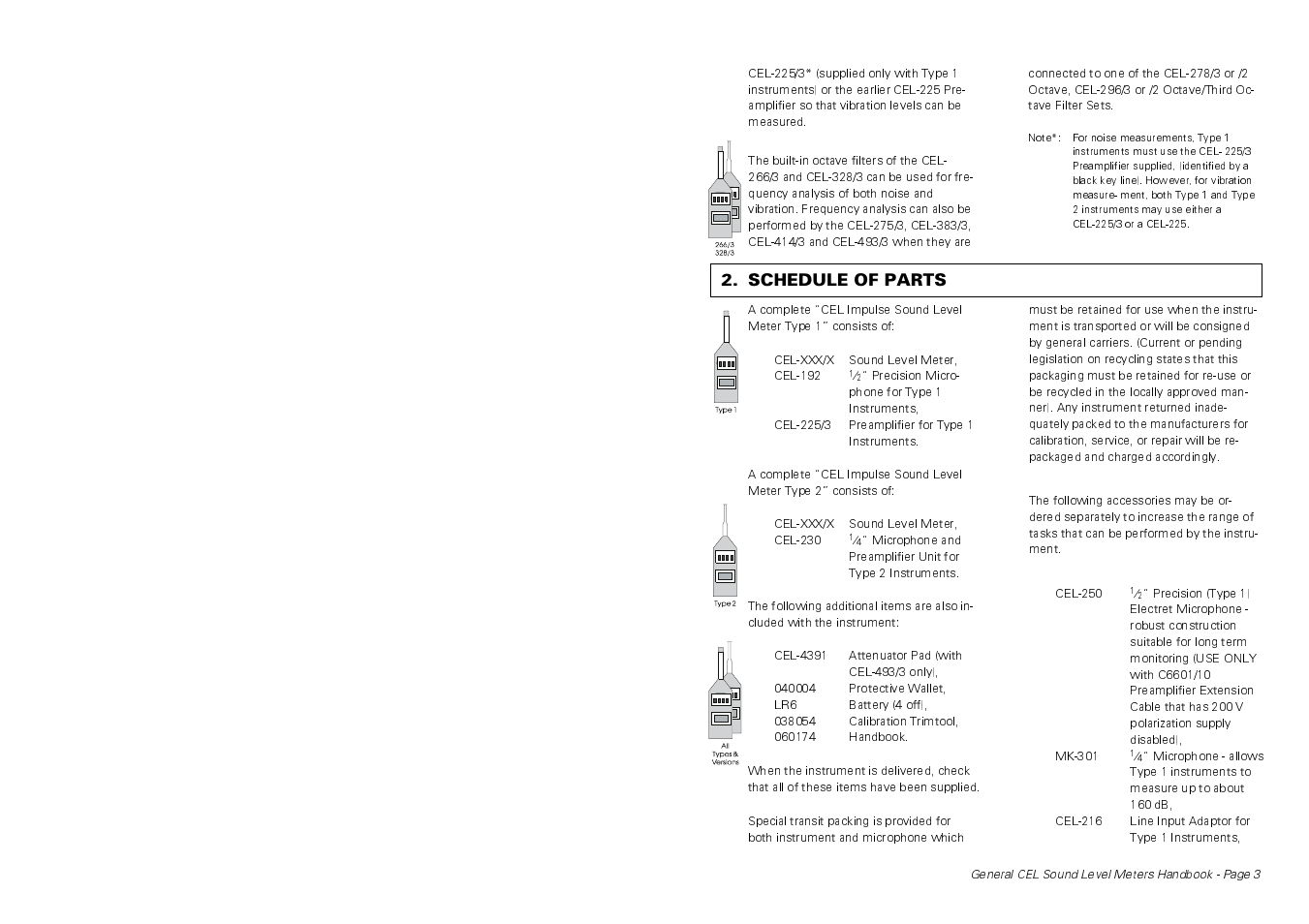 Schedule of parts | Casella CEL CEL-414 User Manual | Page 7 / 56