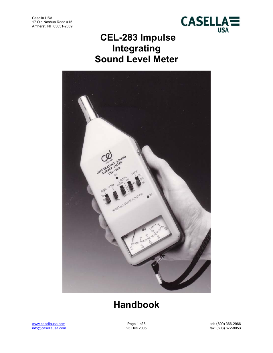 Casella CEL CEL-283 User Manual | 6 pages