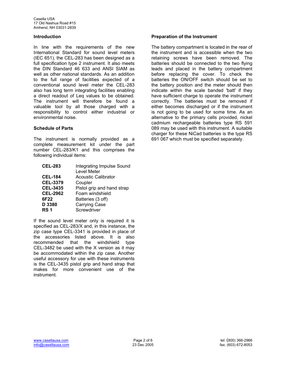 Casella CEL CEL-283 User Manual | Page 2 / 6