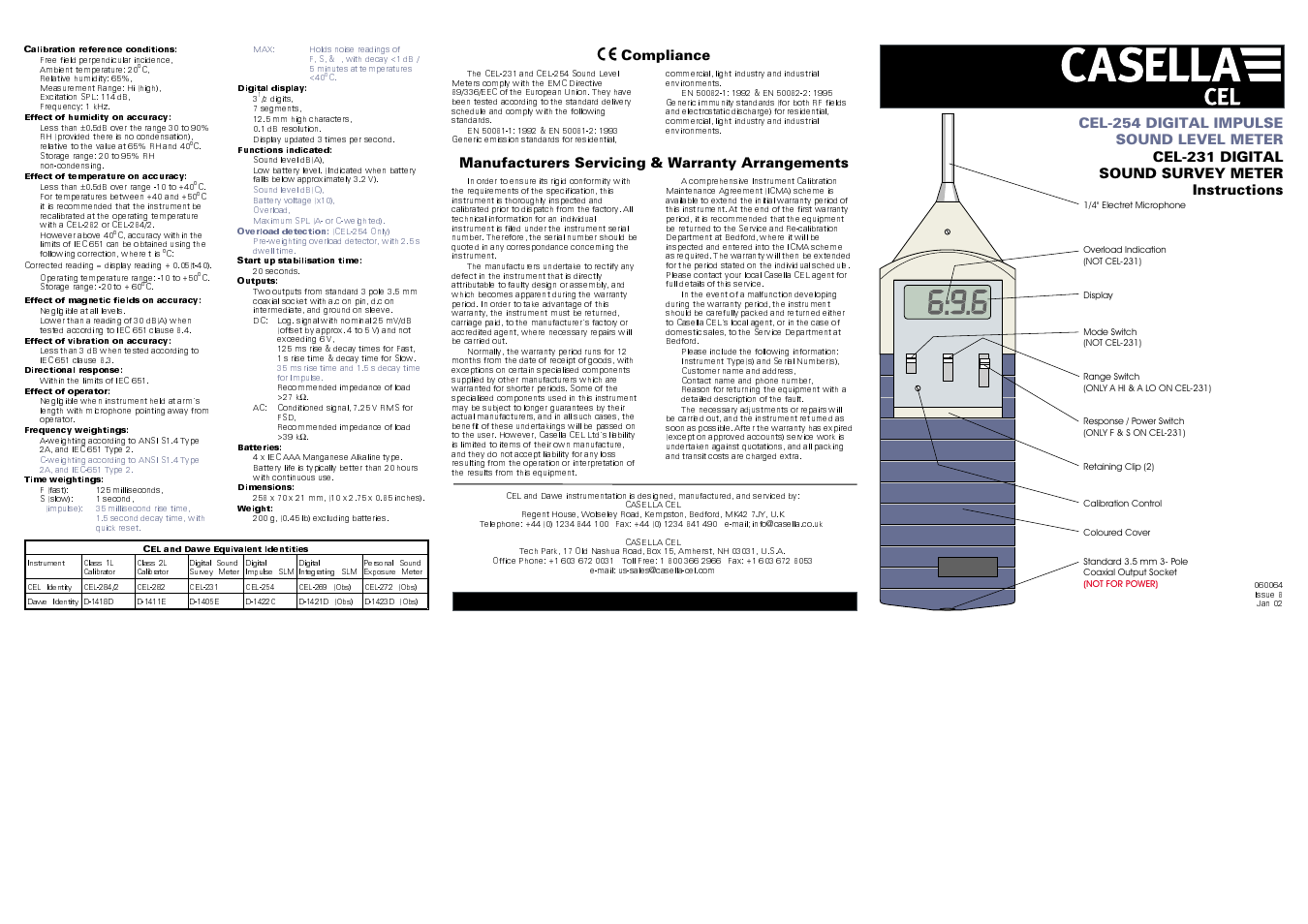 Casella CEL CEL-254 User Manual | 2 pages