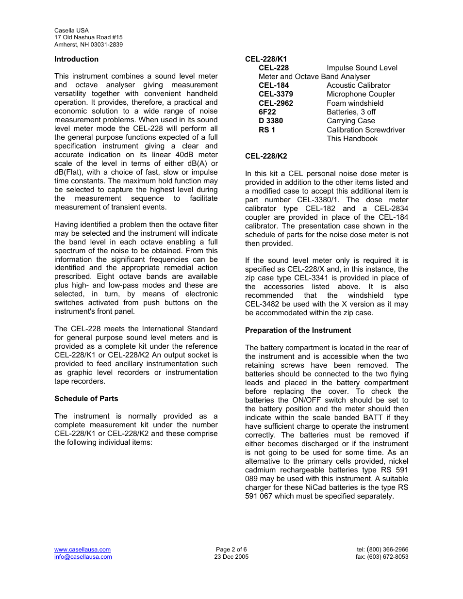 Casella CEL CEL-228 User Manual | Page 2 / 6