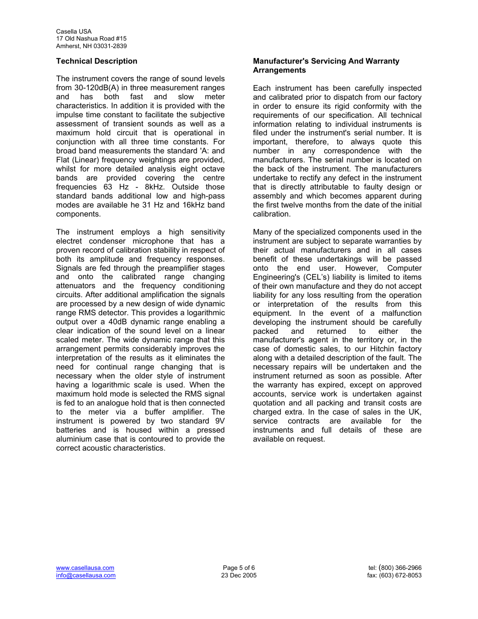 Casella CEL CEL-228 User Manual | Page 5 / 6