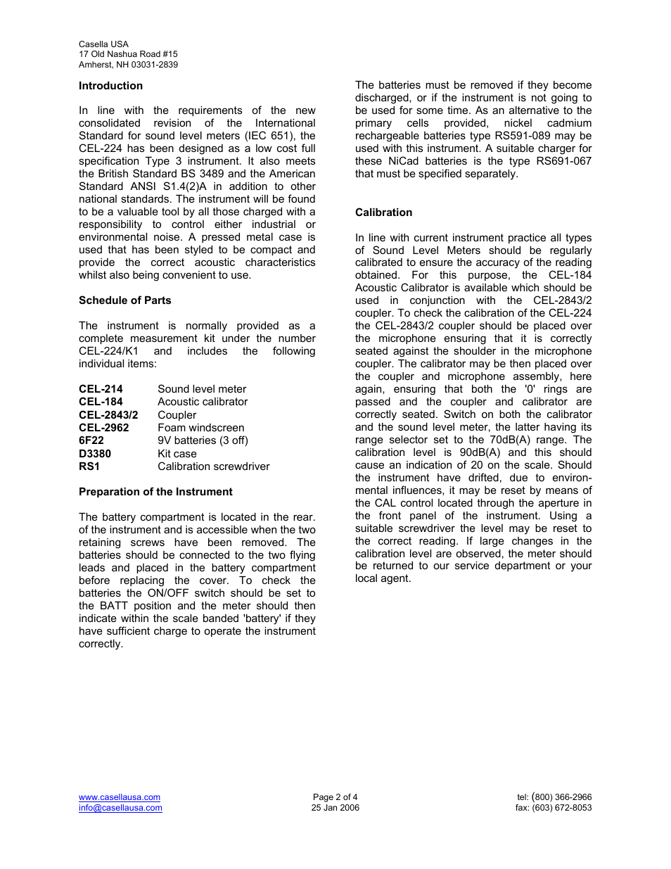 Casella CEL CEL-224 User Manual | Page 2 / 4