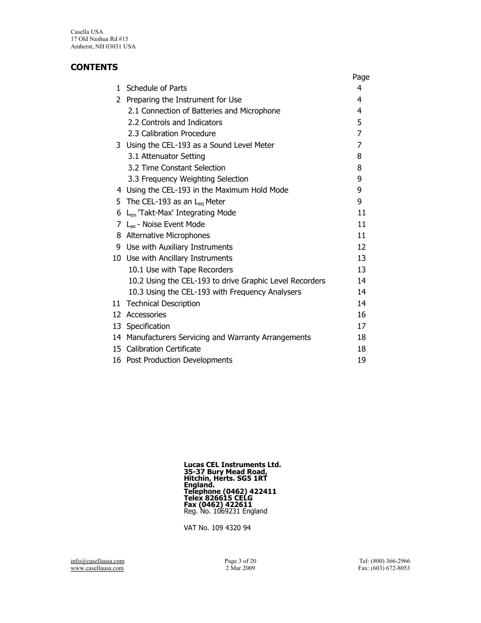 Casella CEL CEL-193 User Manual | Page 3 / 20