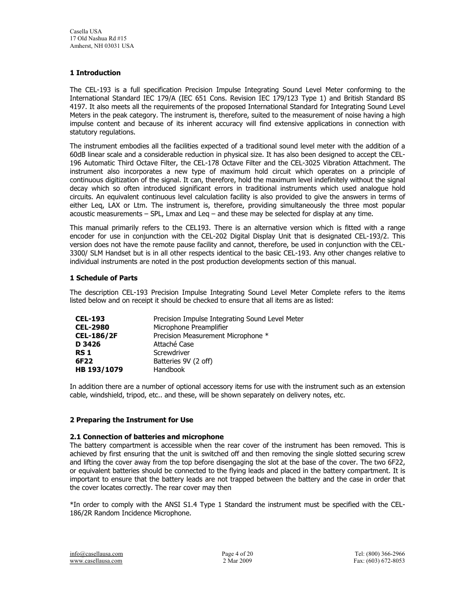 Casella CEL CEL-193 User Manual | Page 4 / 20