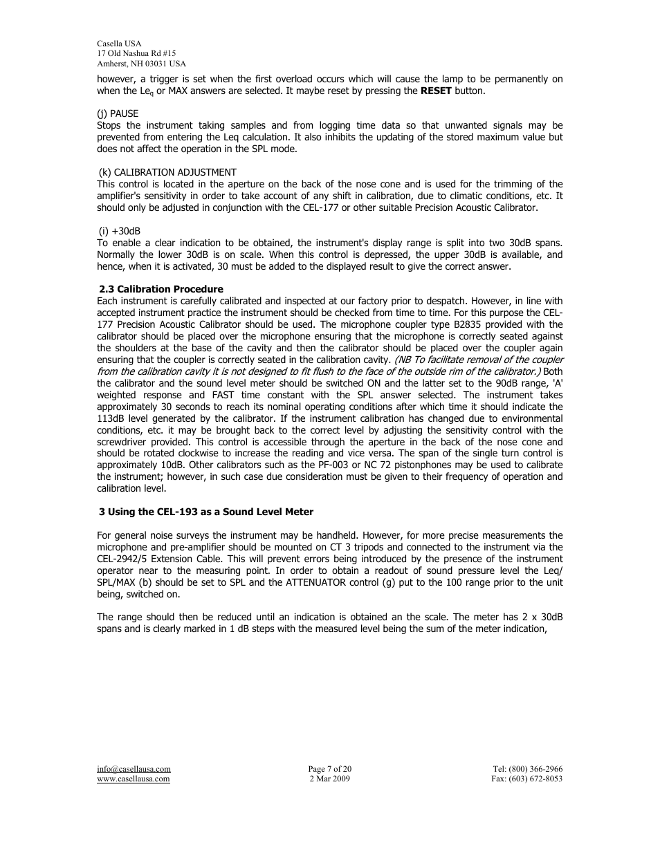 Casella CEL CEL-193 User Manual | Page 7 / 20