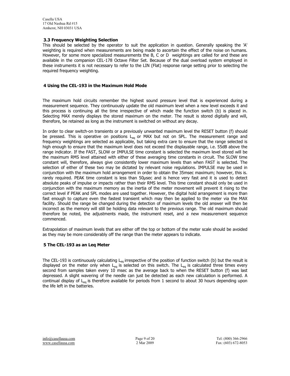 Casella CEL CEL-193 User Manual | Page 9 / 20