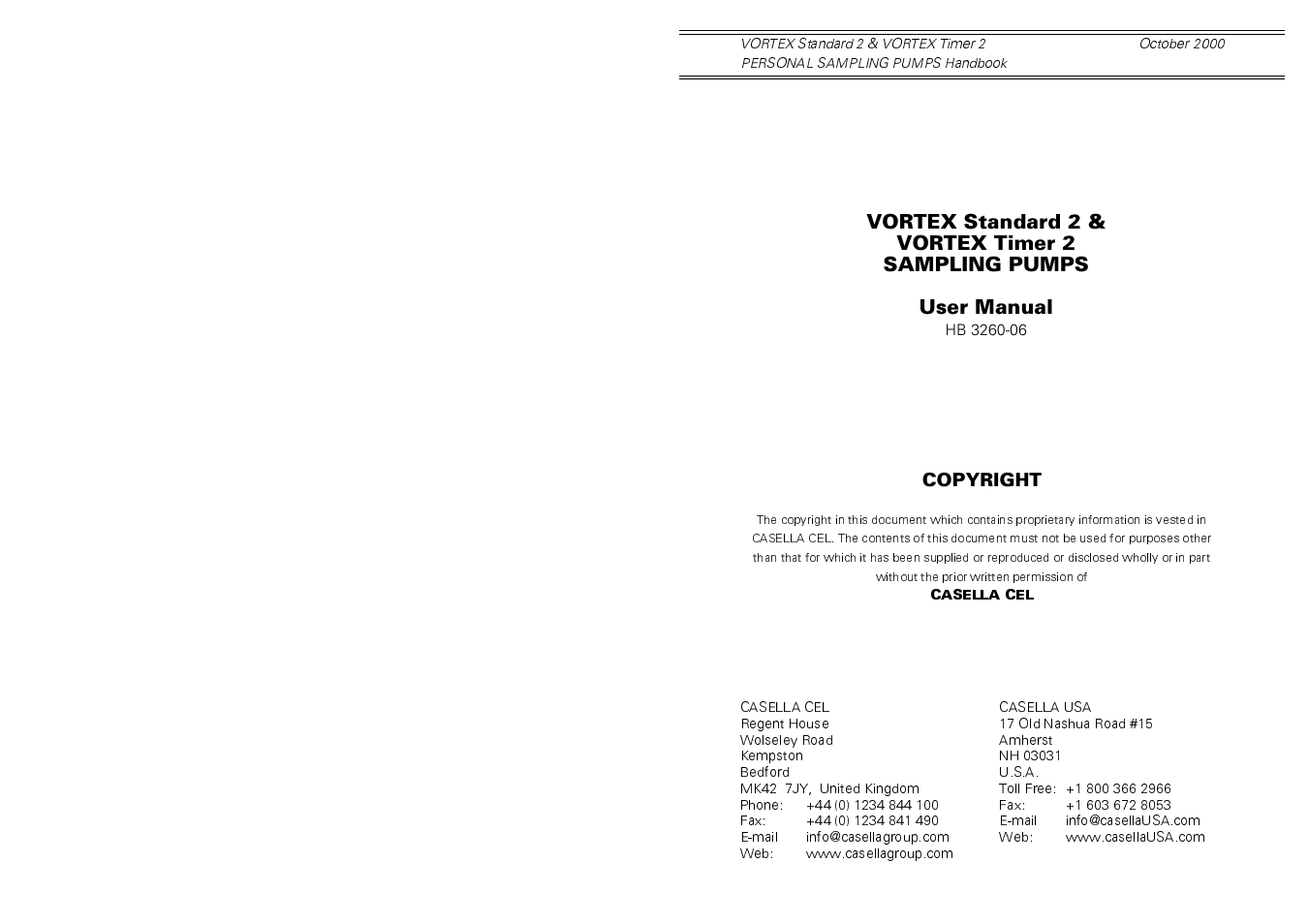 Casella CEL Vortex personal sampling pumps User Manual | 14 pages