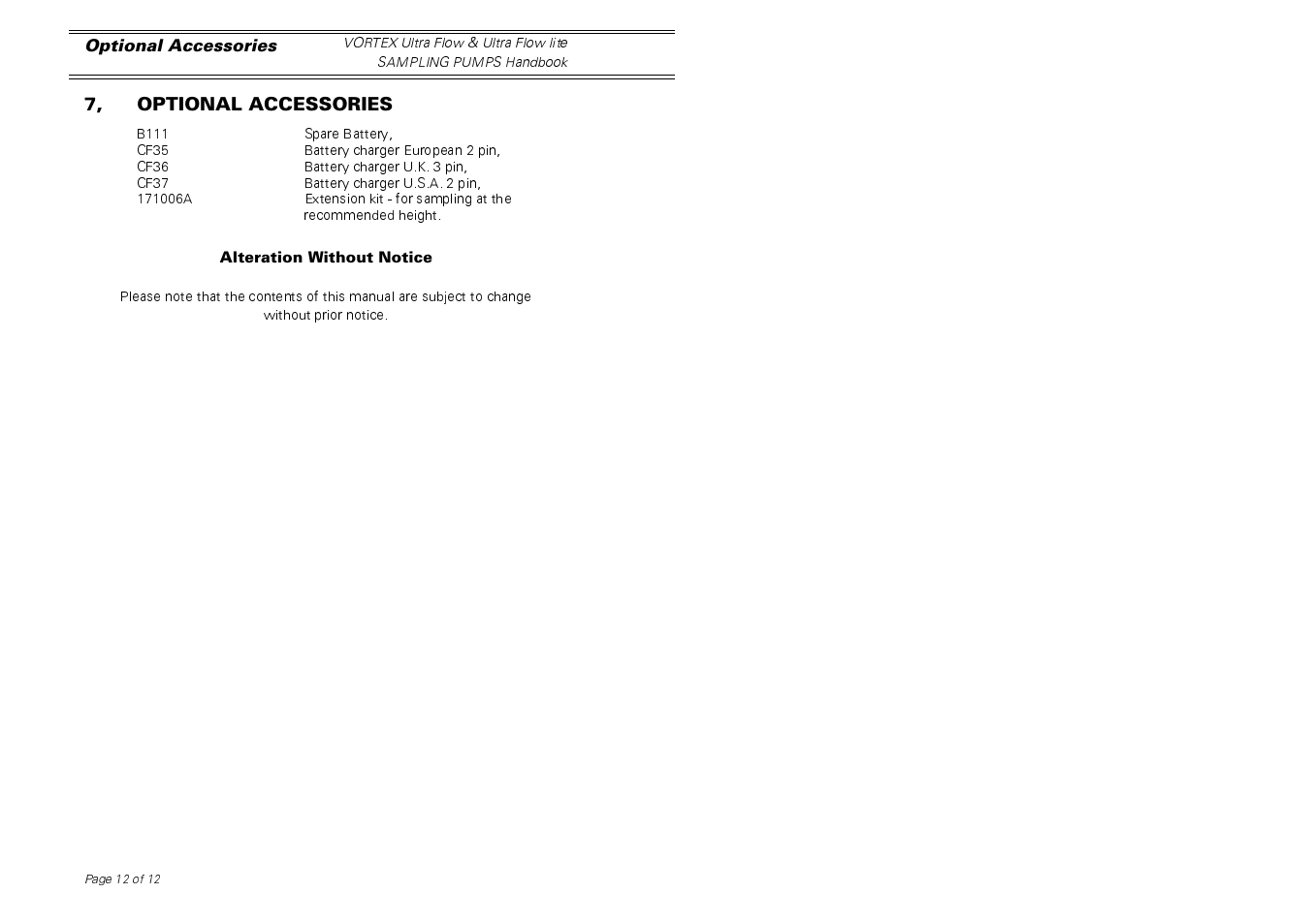 Casella CEL Vortex Ultraflow area sampling pump User Manual | Page 12 / 12