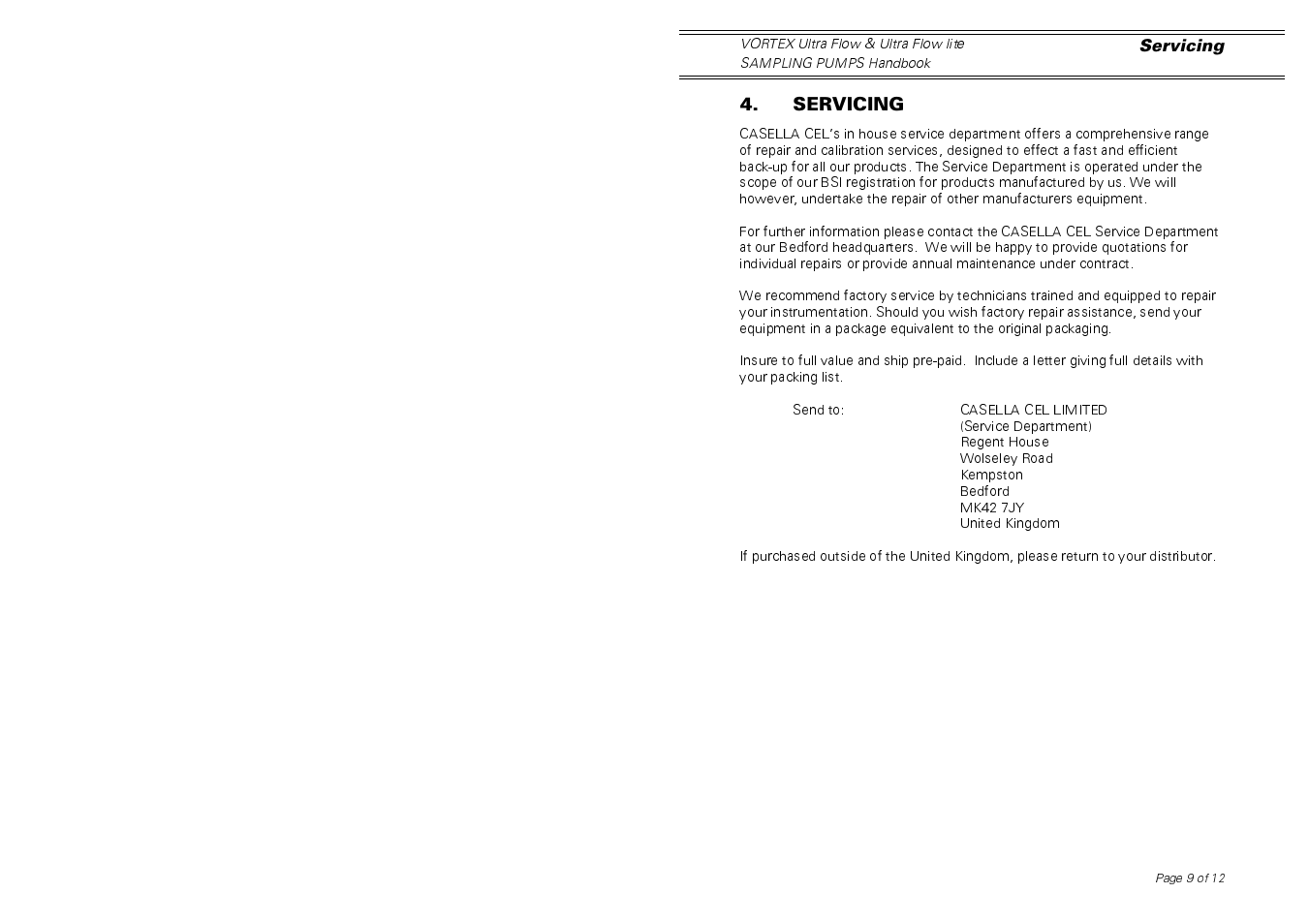 Casella CEL Vortex Ultraflow area sampling pump User Manual | Page 9 / 12