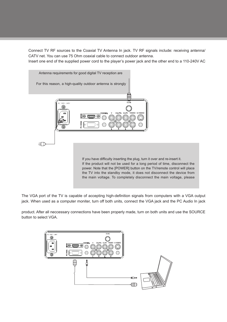 Cable connections | COBY electronic TFDVD2295S2 User Manual | Page 12 / 31