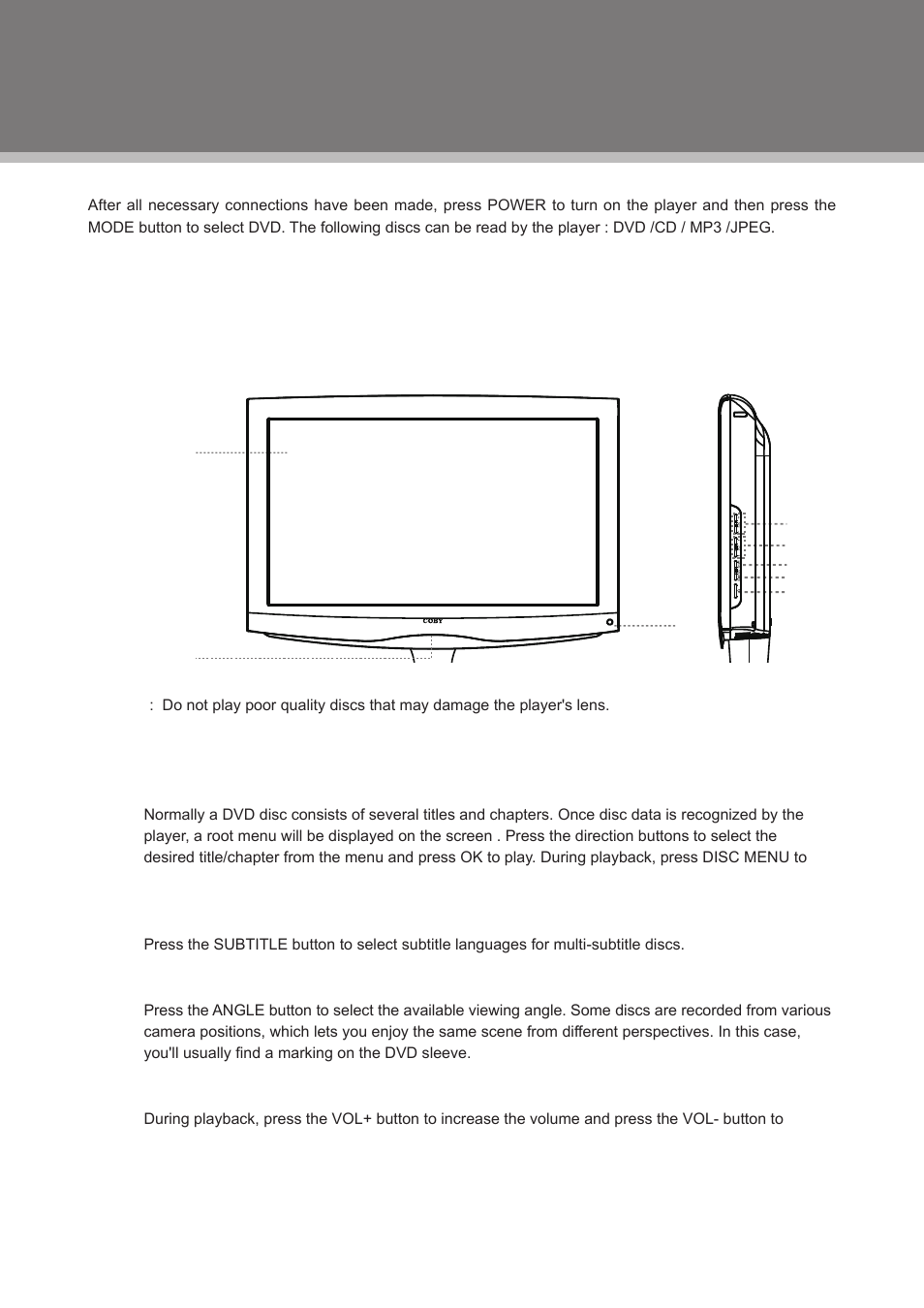 Dvd operation | COBY electronic TFDVD2295S2 User Manual | Page 22 / 31