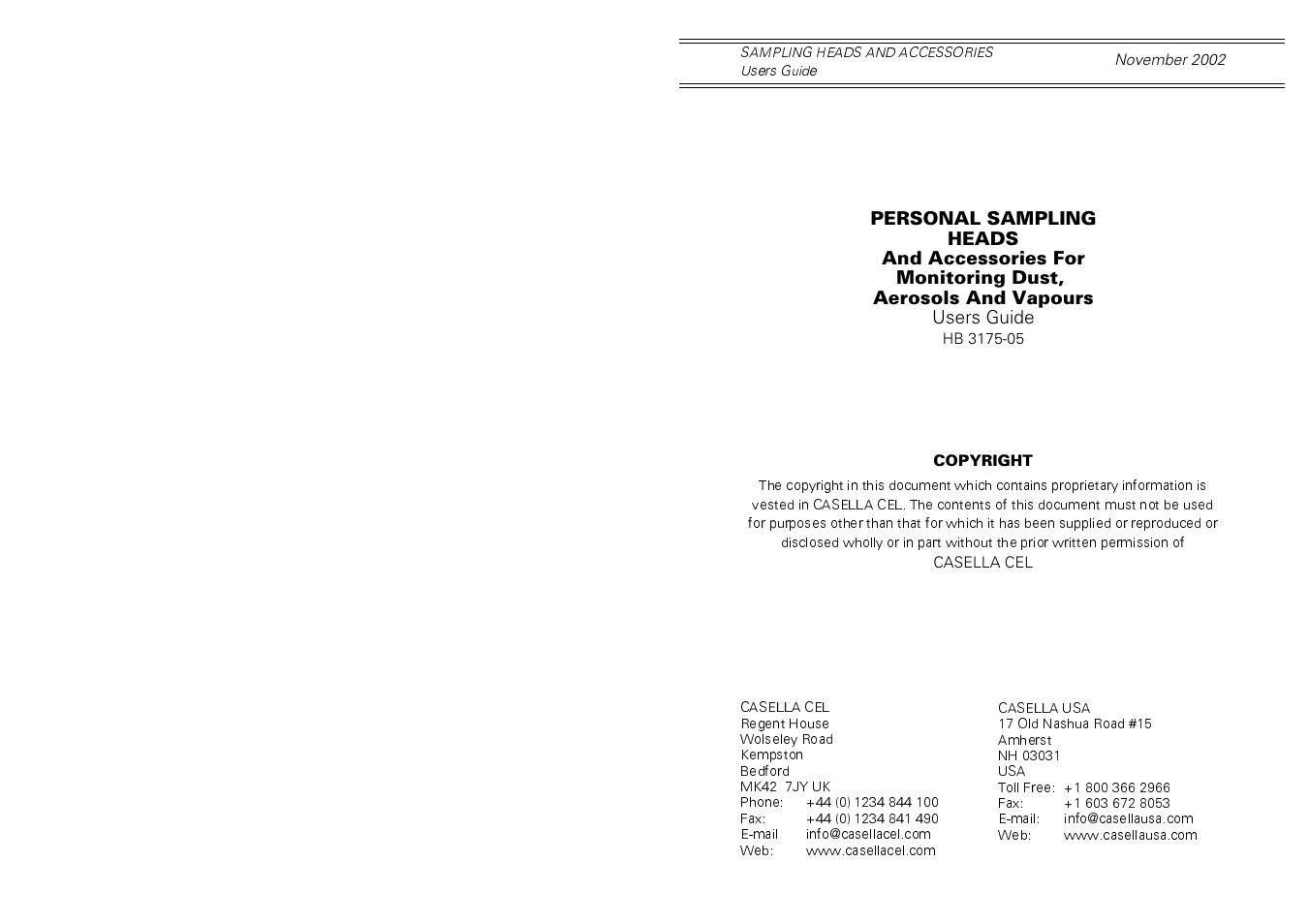 Casella CEL Sampling heads for personal dust sampling User Manual | 24 pages
