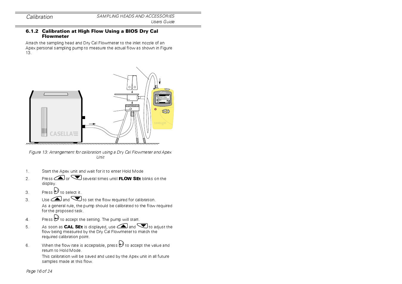 Prog. set flo oc l/min reset cal i.r | Casella CEL Sampling heads for personal dust sampling User Manual | Page 16 / 24
