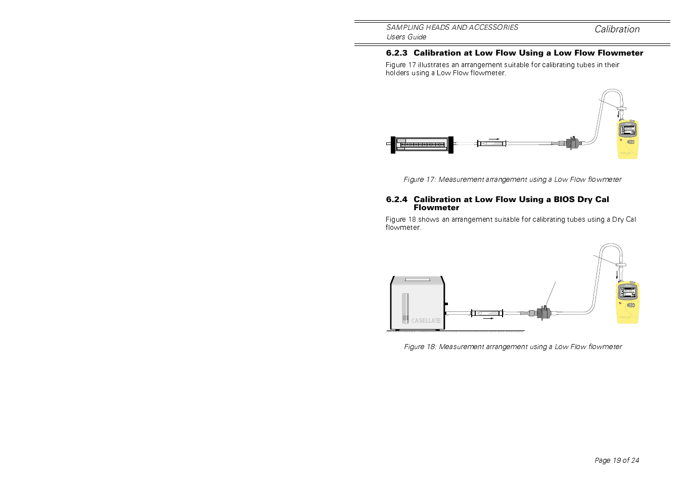 Prog. set flo oc l/min reset cal i.r, Calibration | Casella CEL Sampling heads for personal dust sampling User Manual | Page 19 / 24
