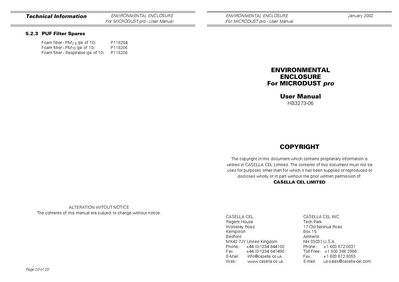 Casella CEL Environmental enclosure for Microdust User Manual | 10 pages