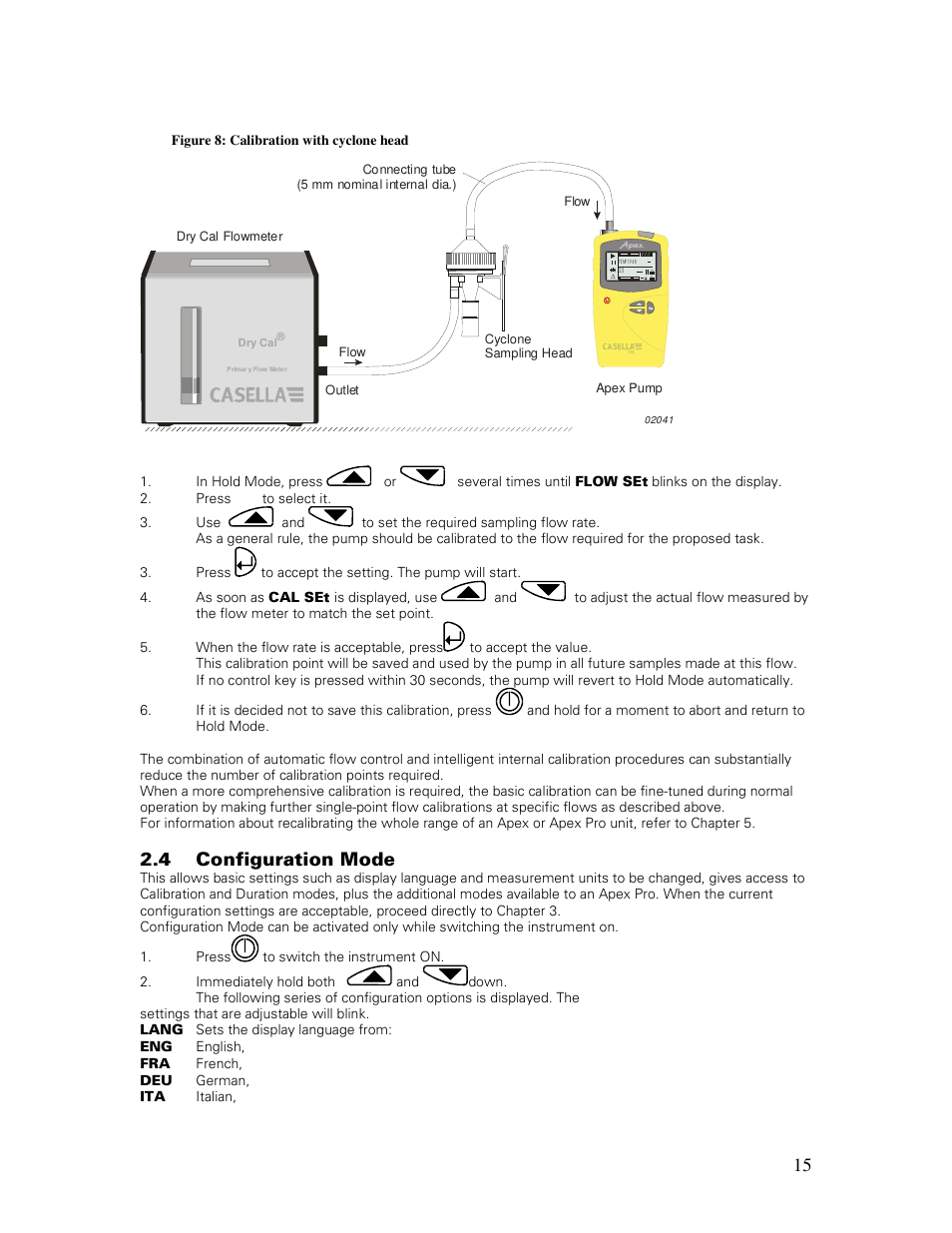 4 configuration mode | Casella CEL Apex personal sampling pumps User Manual | Page 15 / 40