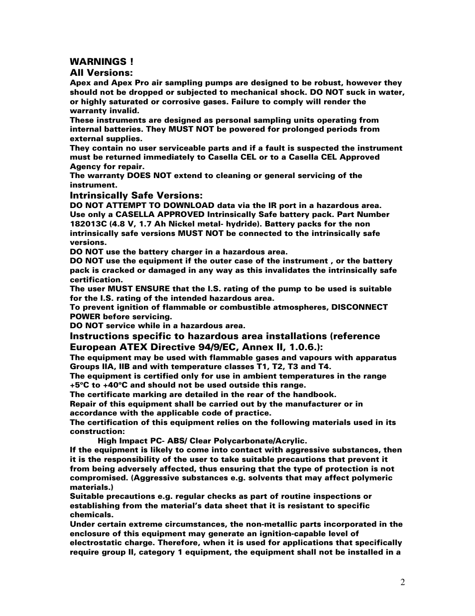 Casella CEL Apex personal sampling pumps User Manual | Page 2 / 40