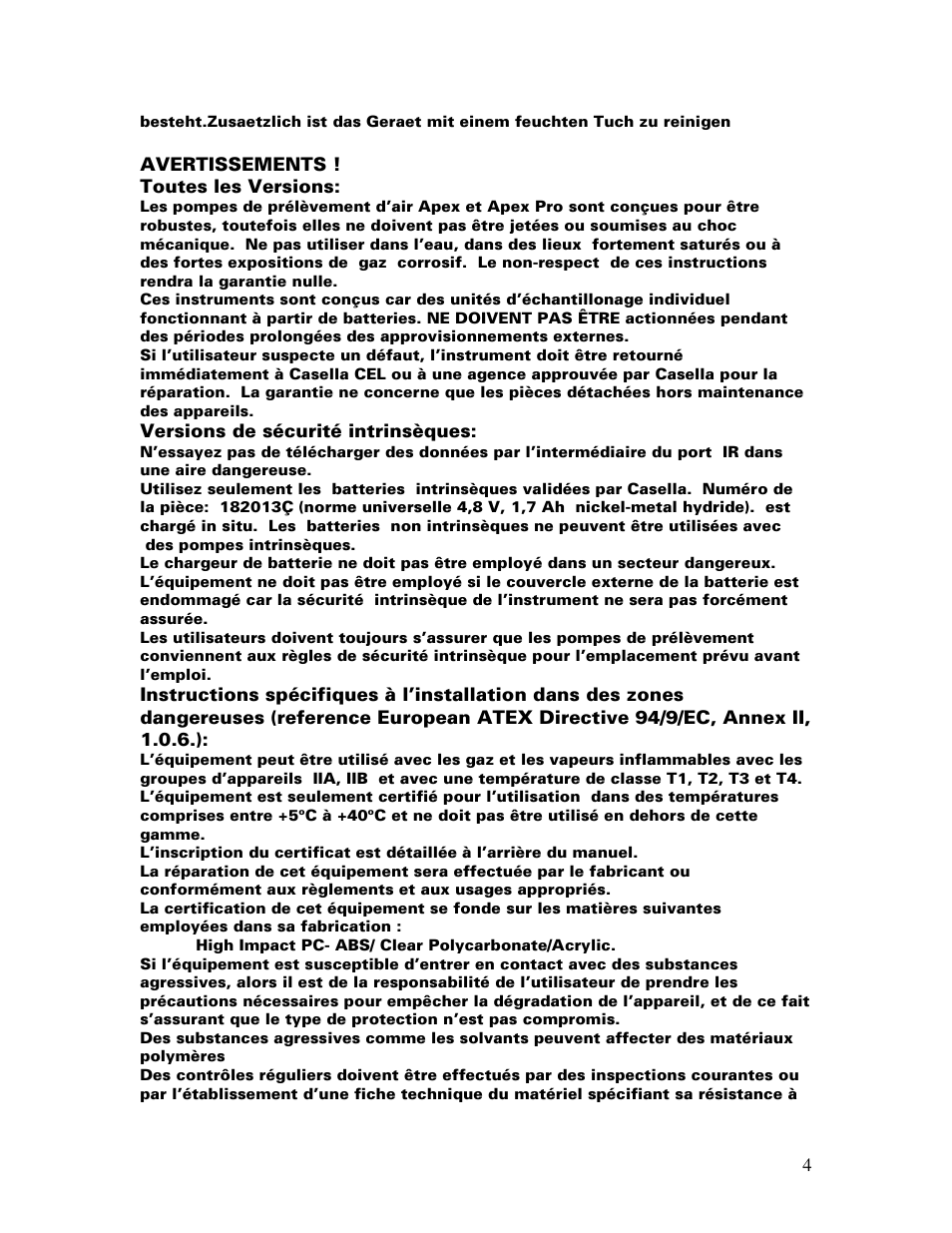 Casella CEL Apex personal sampling pumps User Manual | Page 4 / 40