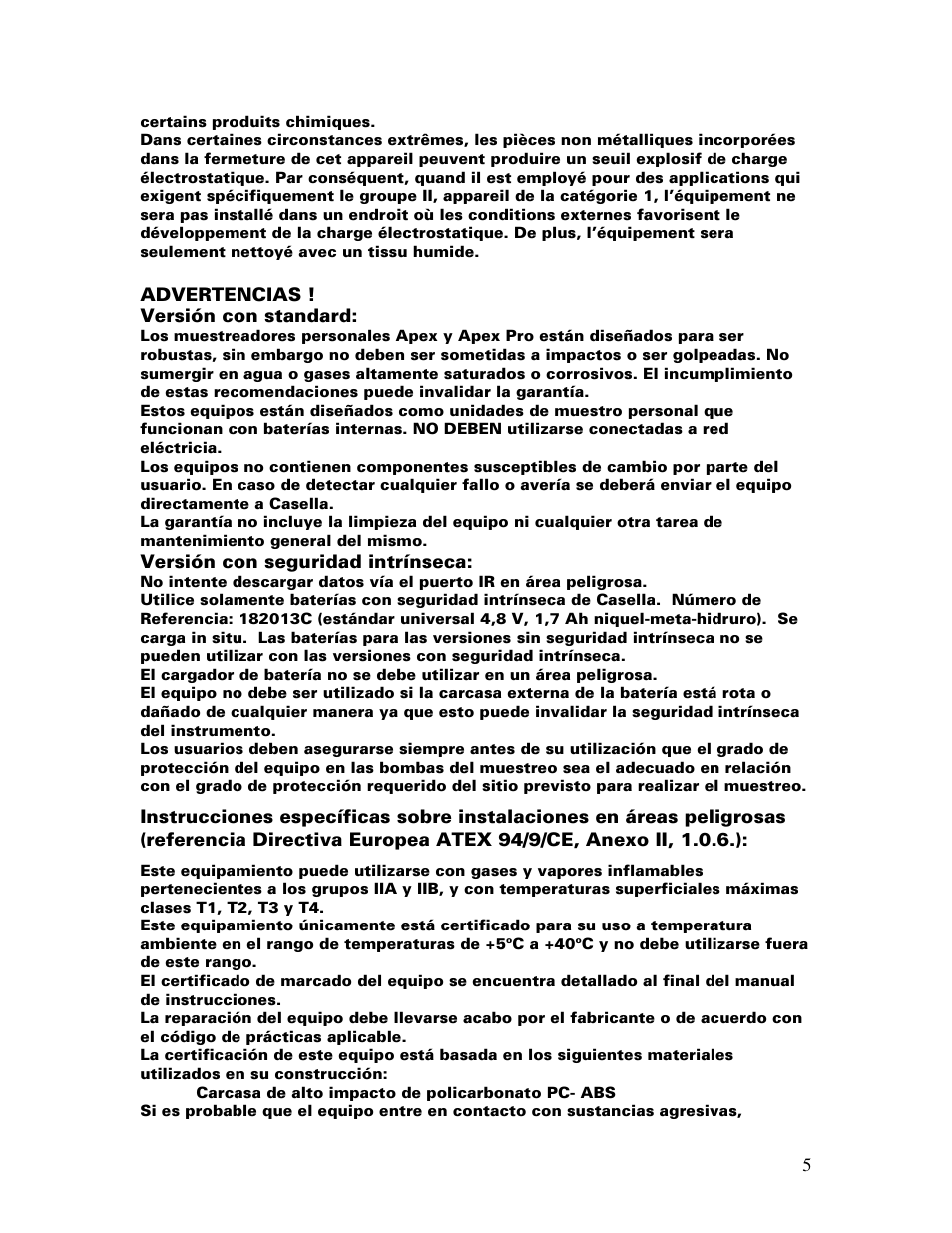 Casella CEL Apex personal sampling pumps User Manual | Page 5 / 40