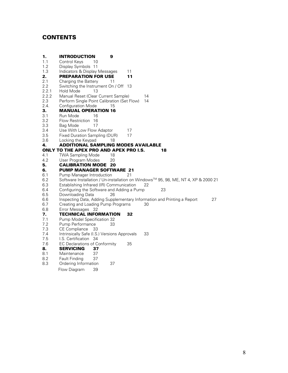 8 contents | Casella CEL Apex personal sampling pumps User Manual | Page 8 / 40