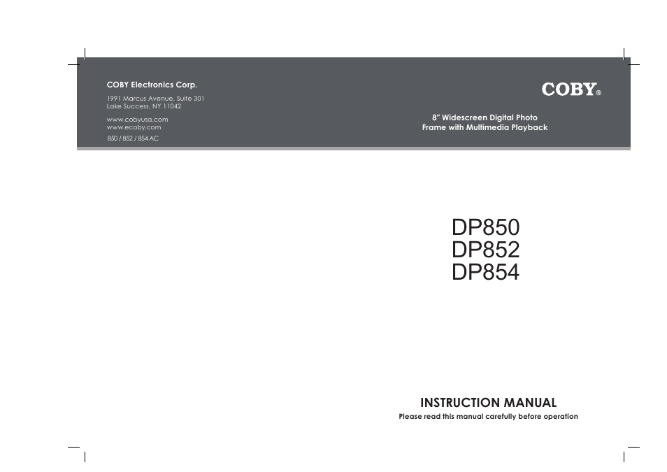 COBY electronic DP854 AC User Manual | 25 pages