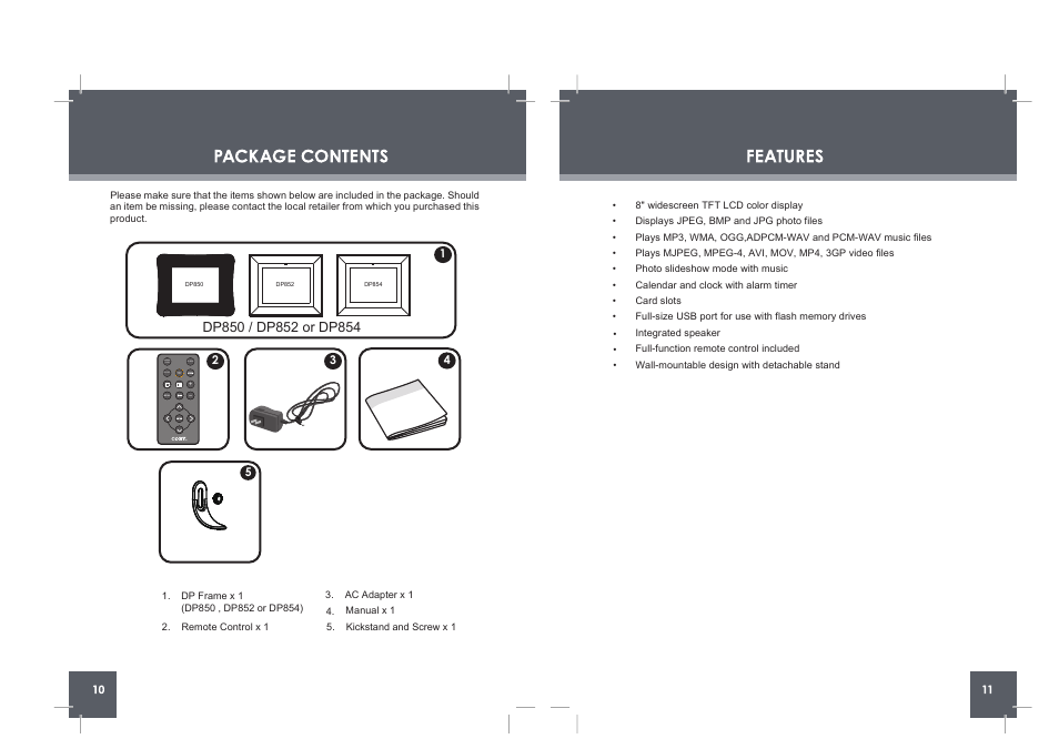 Change view clock menu rotate copy /del | COBY electronic DP854 AC User Manual | Page 6 / 25