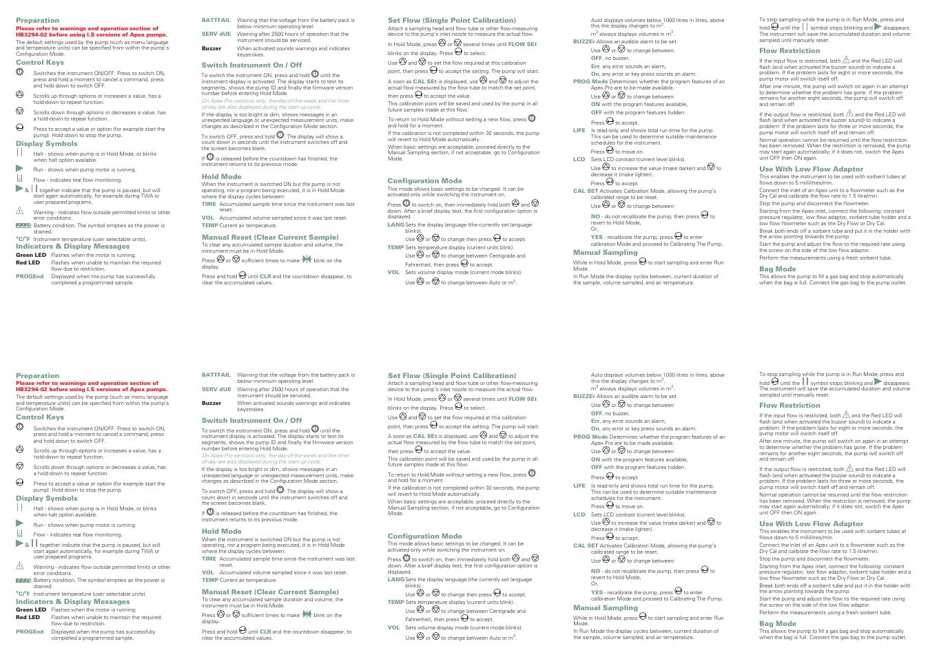 Casella CEL Apex personal sampling pump User Manual | 2 pages
