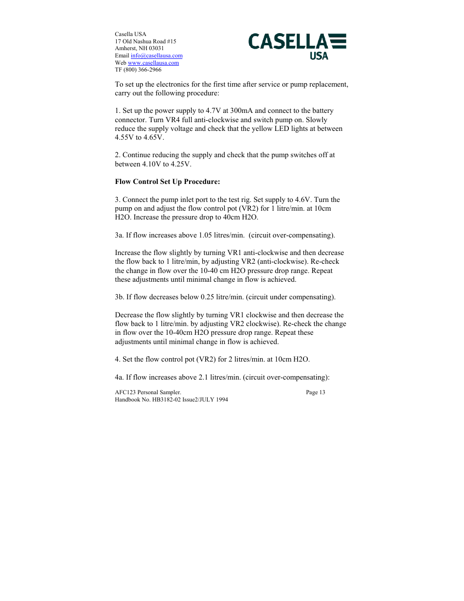 Casella CEL AFC123 User Manual | Page 13 / 24