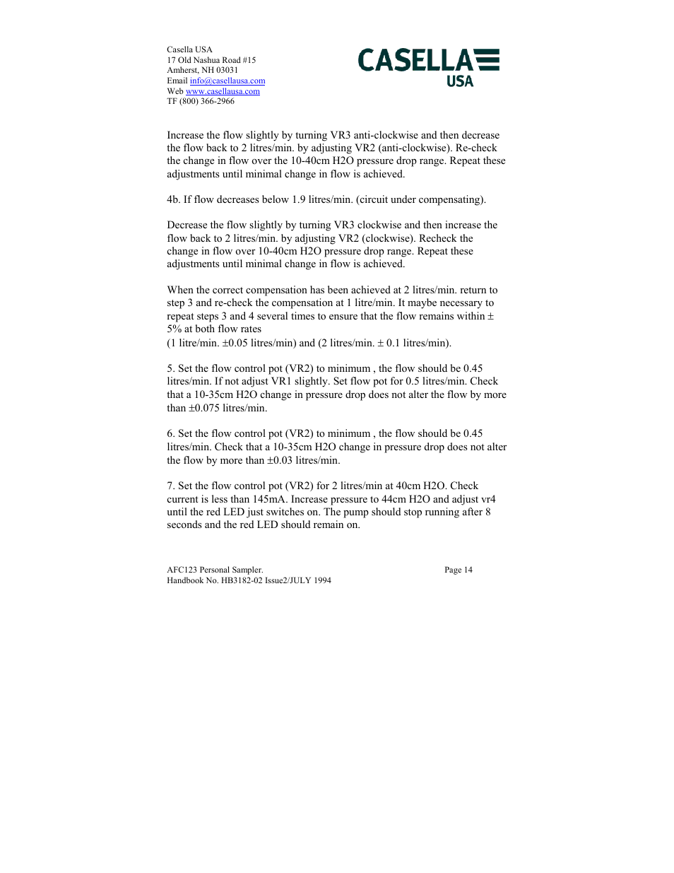 Casella CEL AFC123 User Manual | Page 14 / 24