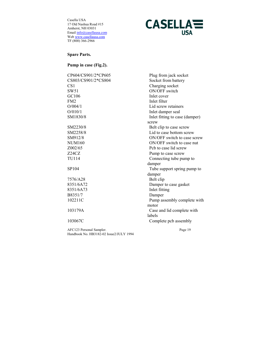 Casella CEL AFC123 User Manual | Page 19 / 24