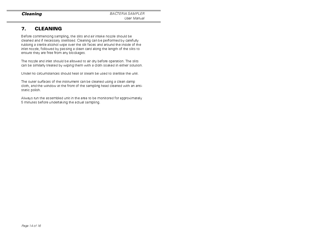 Casella CEL Airborne bacteria sampler User Manual | Page 14 / 16