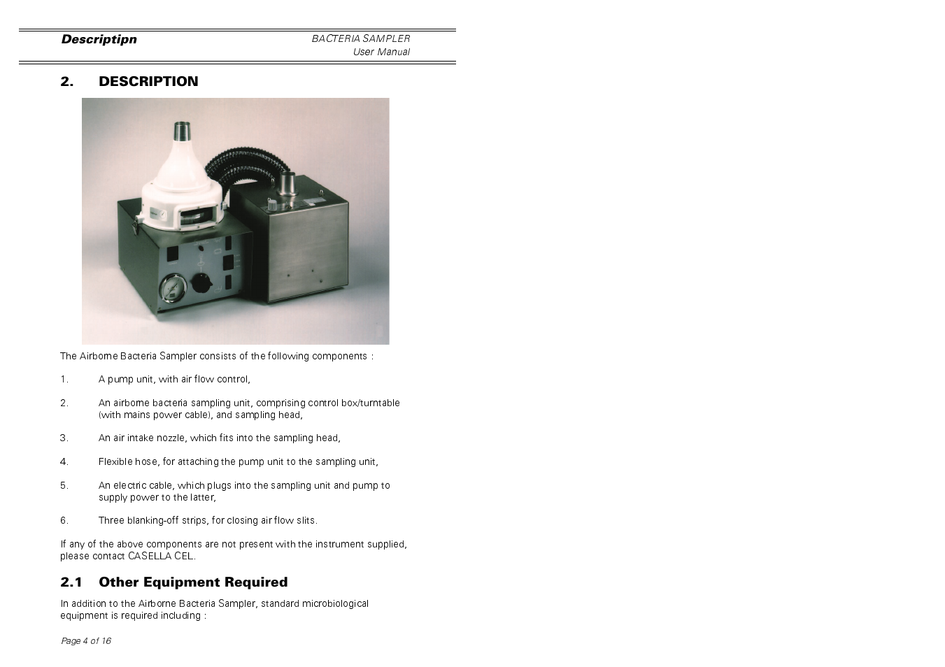 Casella CEL Airborne bacteria sampler User Manual | Page 4 / 16