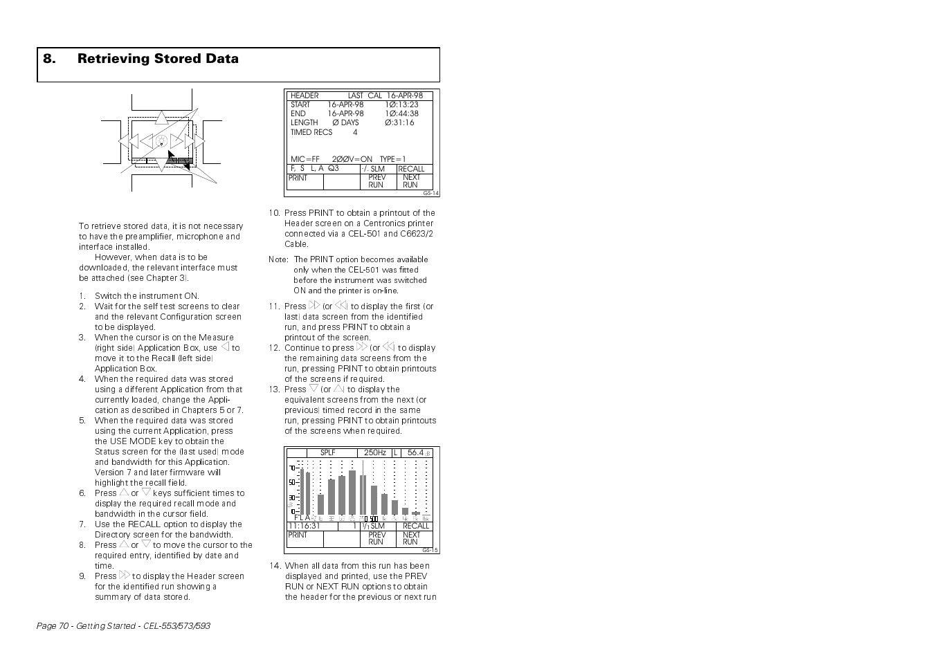 Retrieving stored data | Casella CEL CEL-593 User Manual | Page 12 / 16