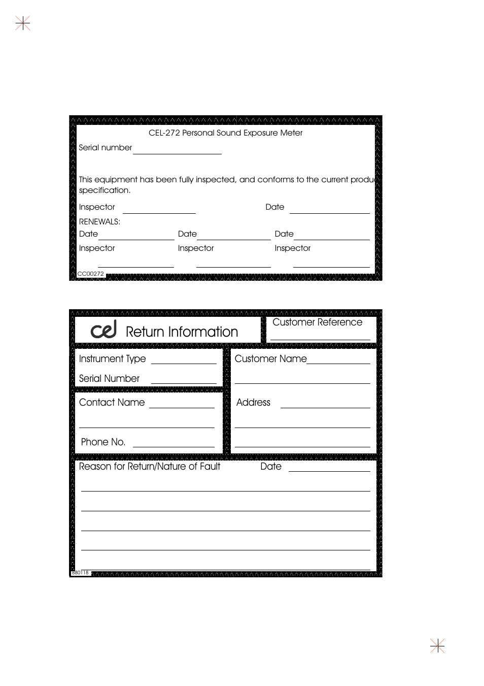 Return information | Casella CEL CEL-272 User Manual | Page 8 / 8